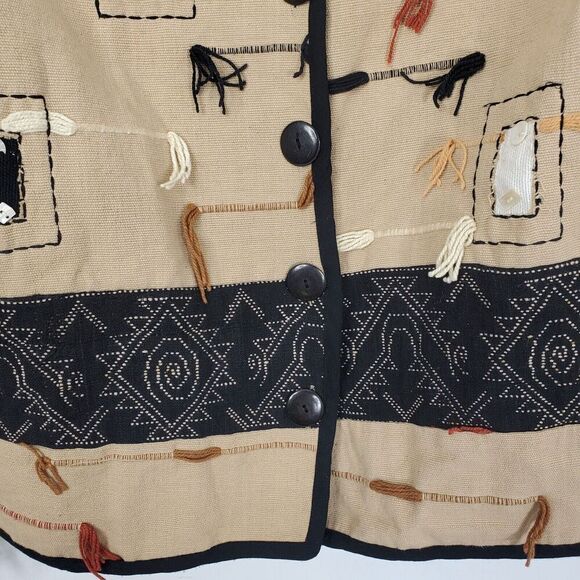 Vintage New Directions Jacket Patchwork Fringe Granny Cabincore Unique Womens S - Picture 3 of 11